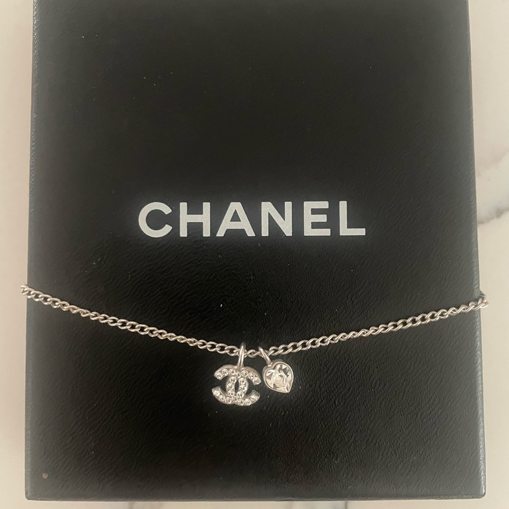 Chanel mini heart crystal necklace